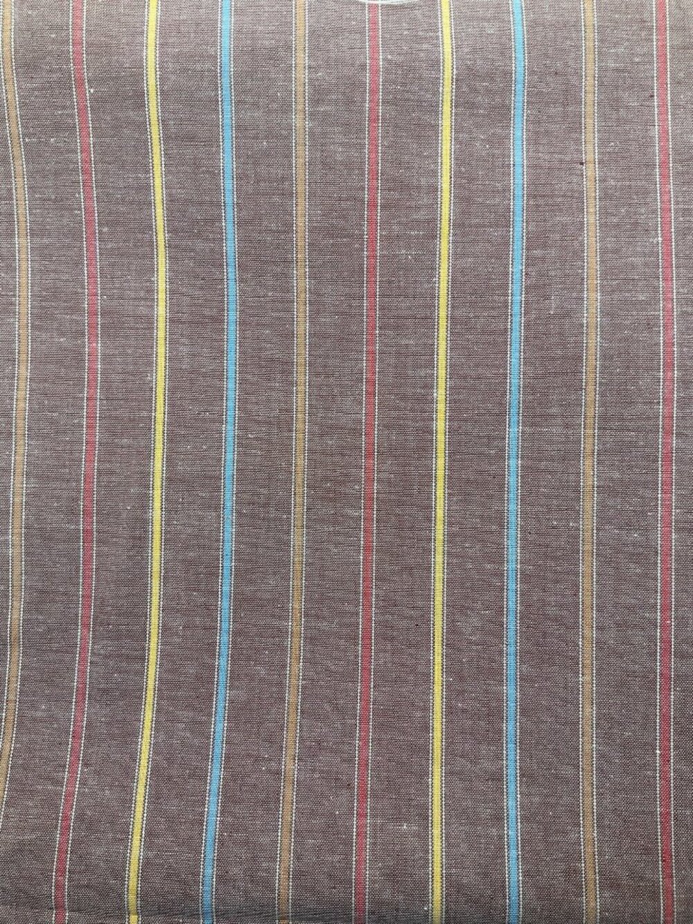 VTG Striped Burgundy Brown Fabric Multicolor Stripe 2 1/8 Yards Lightweight Sew
